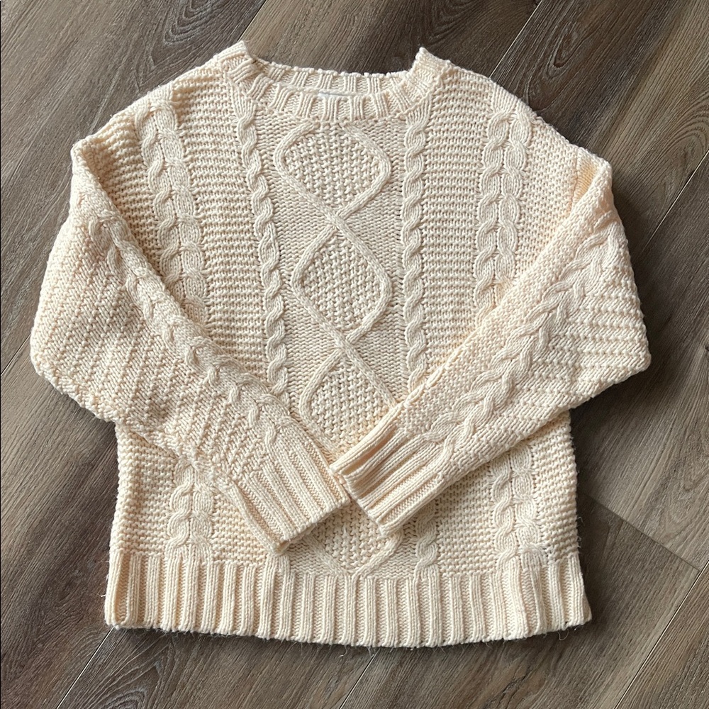 2/$20 Forever 21 Cable Knit Sweater in Cream